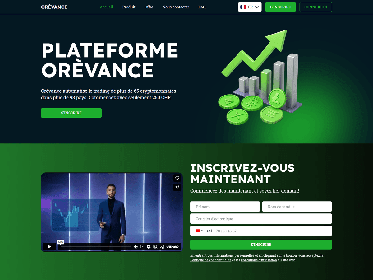 Screenshot der Webseite Orevance (orevance.com)