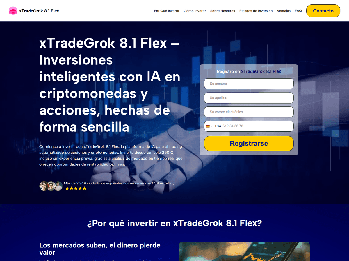 Screenshot der Webseite Xtradegrok81flex (xtradegrok81flex.com)