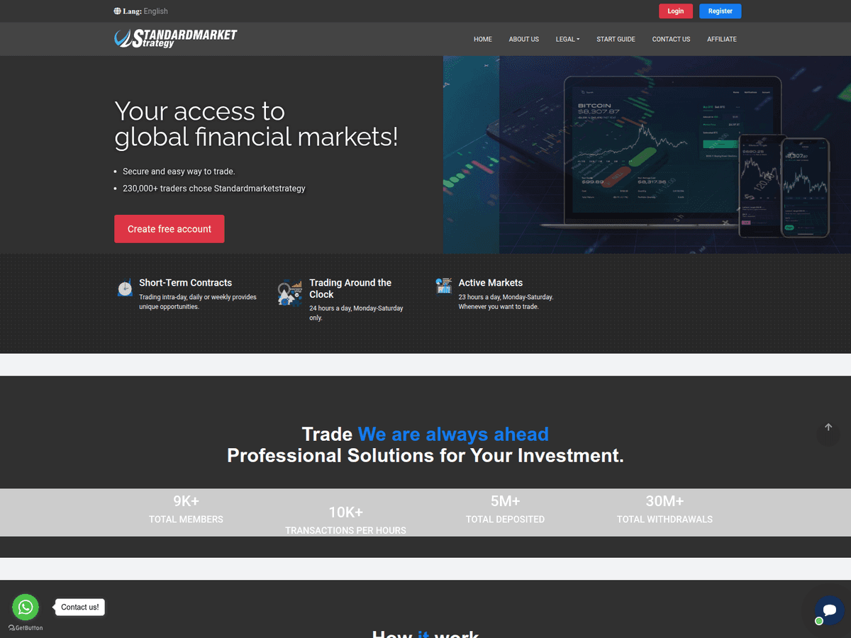 Screenshot der Webseite Standardmarketstrategy (standardmarketstrategy.live)