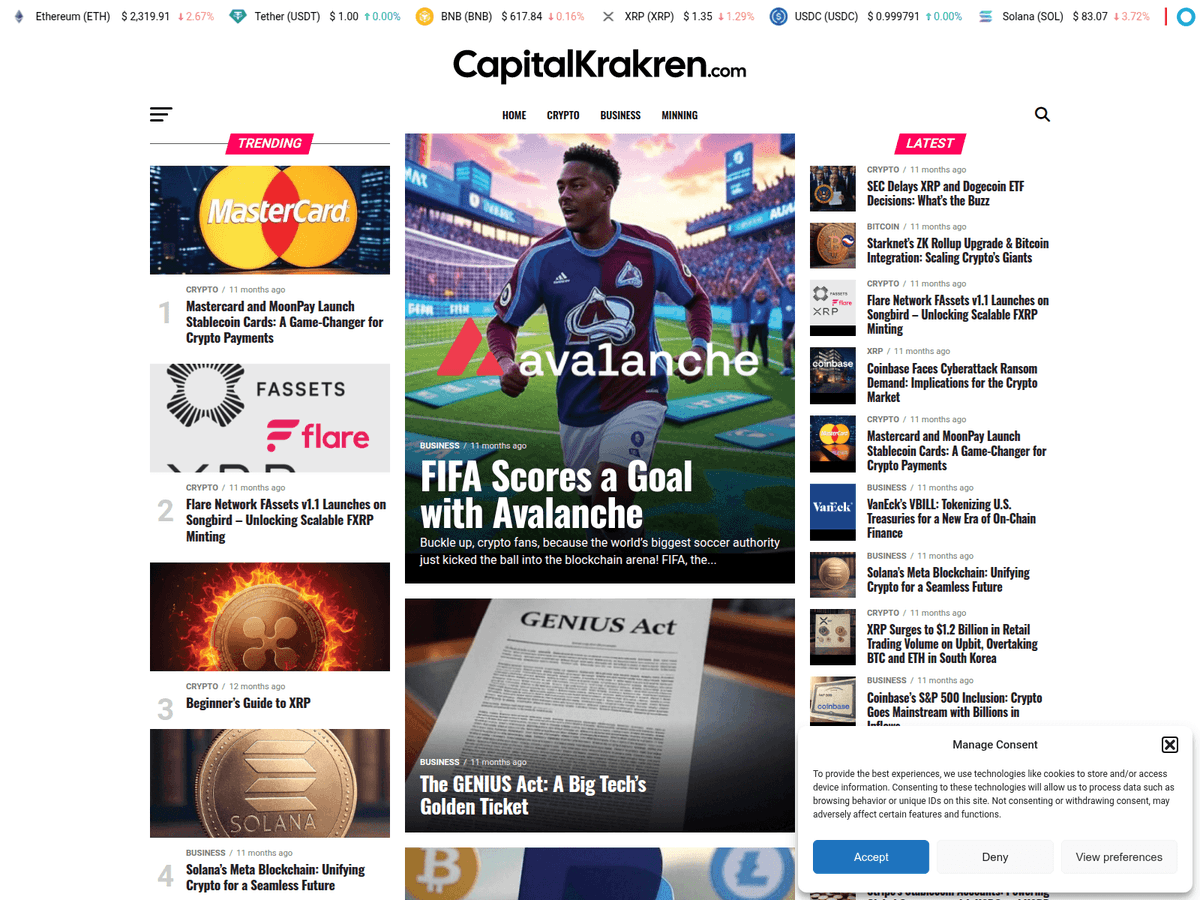 Screenshot der Webseite Capitalkraken (capitalkraken.com)