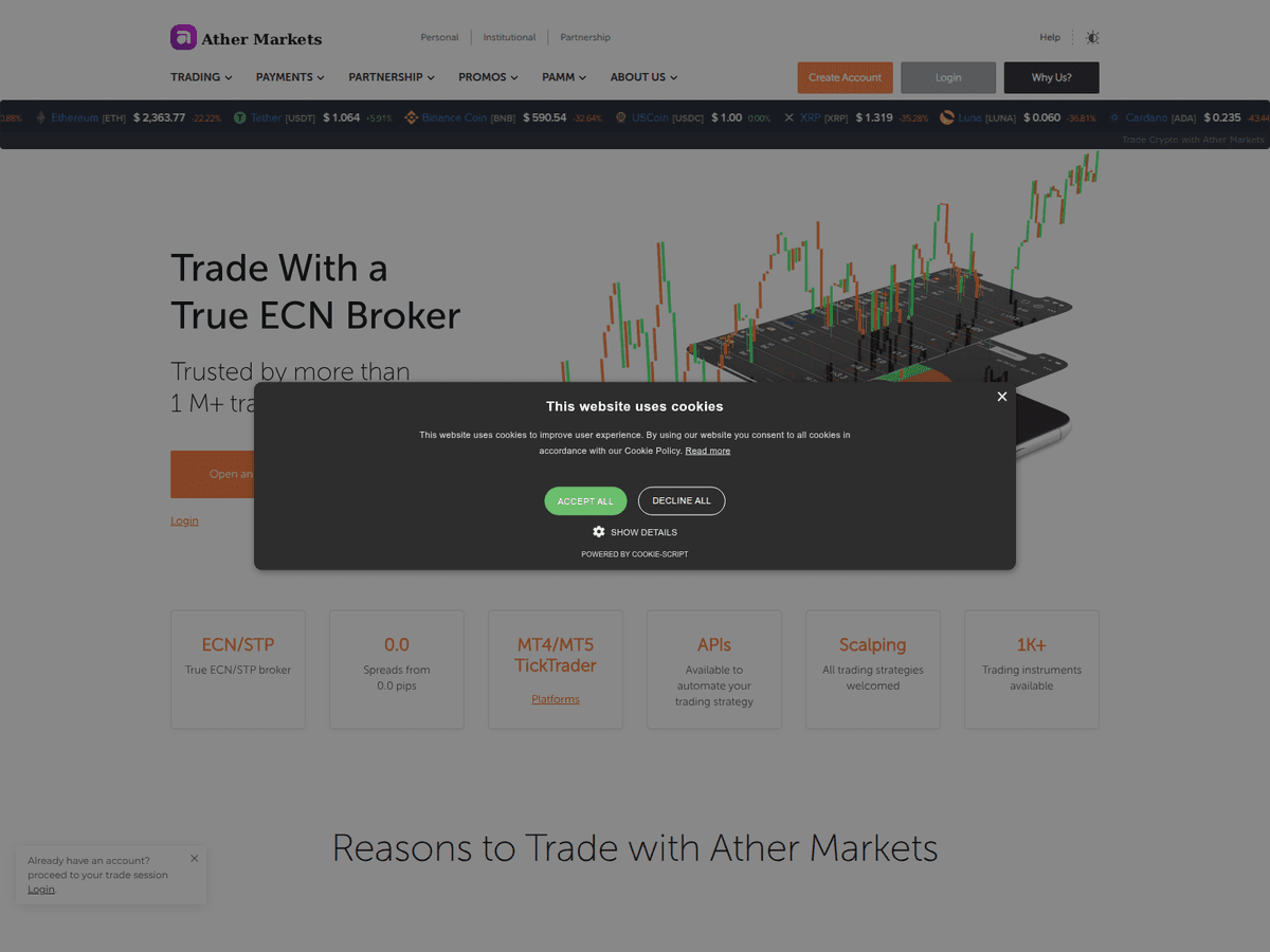 Screenshot der Webseite Athermarkets (athermarkets.com)