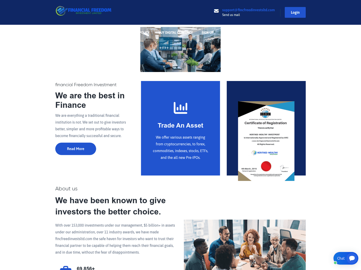 Screenshot der Webseite Oceanwealthglobalincs (fincfreedinvestsltd.com.oceanwealthglobalincs.com)