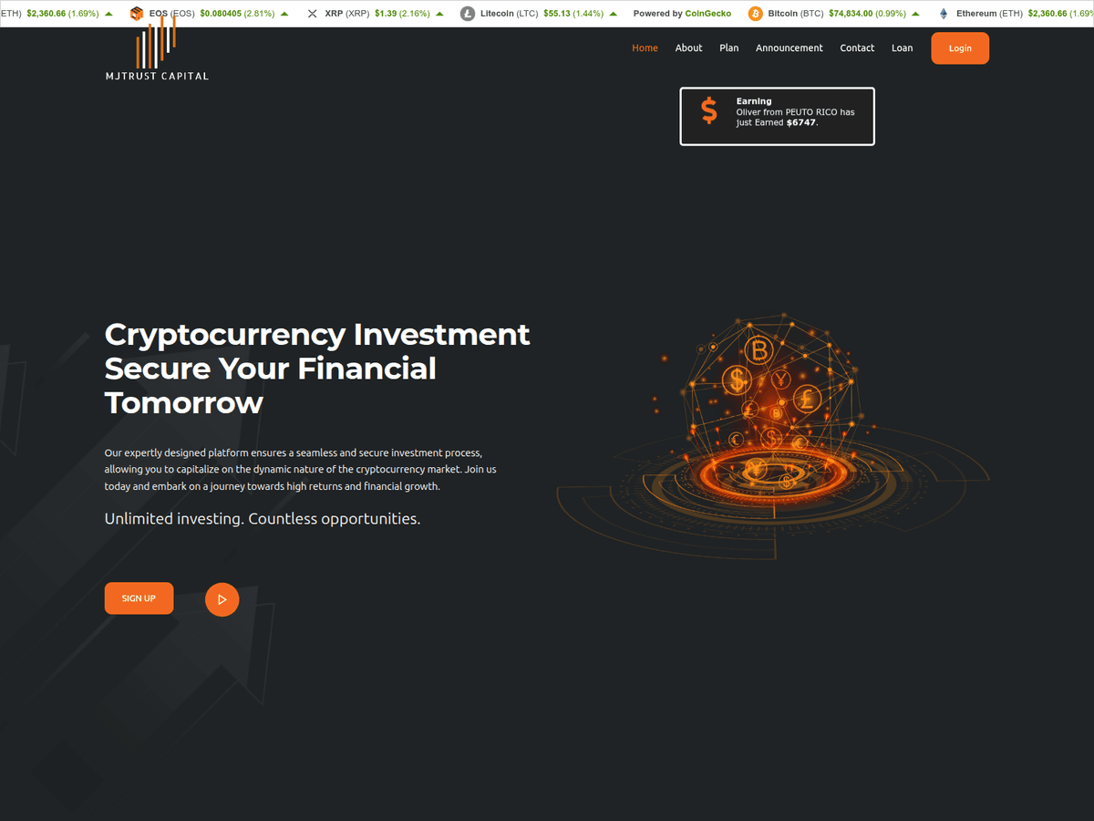 Screenshot der Webseite Pinnacleequitytrust (mjtrustcapital.com.pinnacleequitytrust.com)