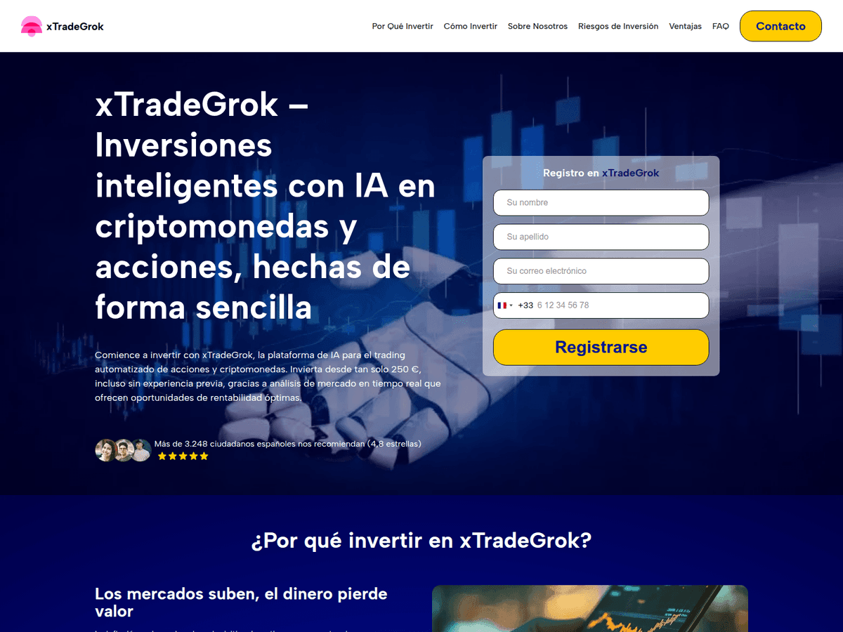 Screenshot der Webseite Xtrade Grokai (xtrade-grokai.com)