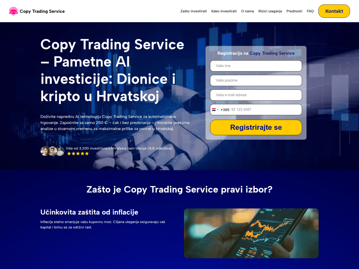 Screenshot der Webseite Copytradingservice (copytradingservice.com)