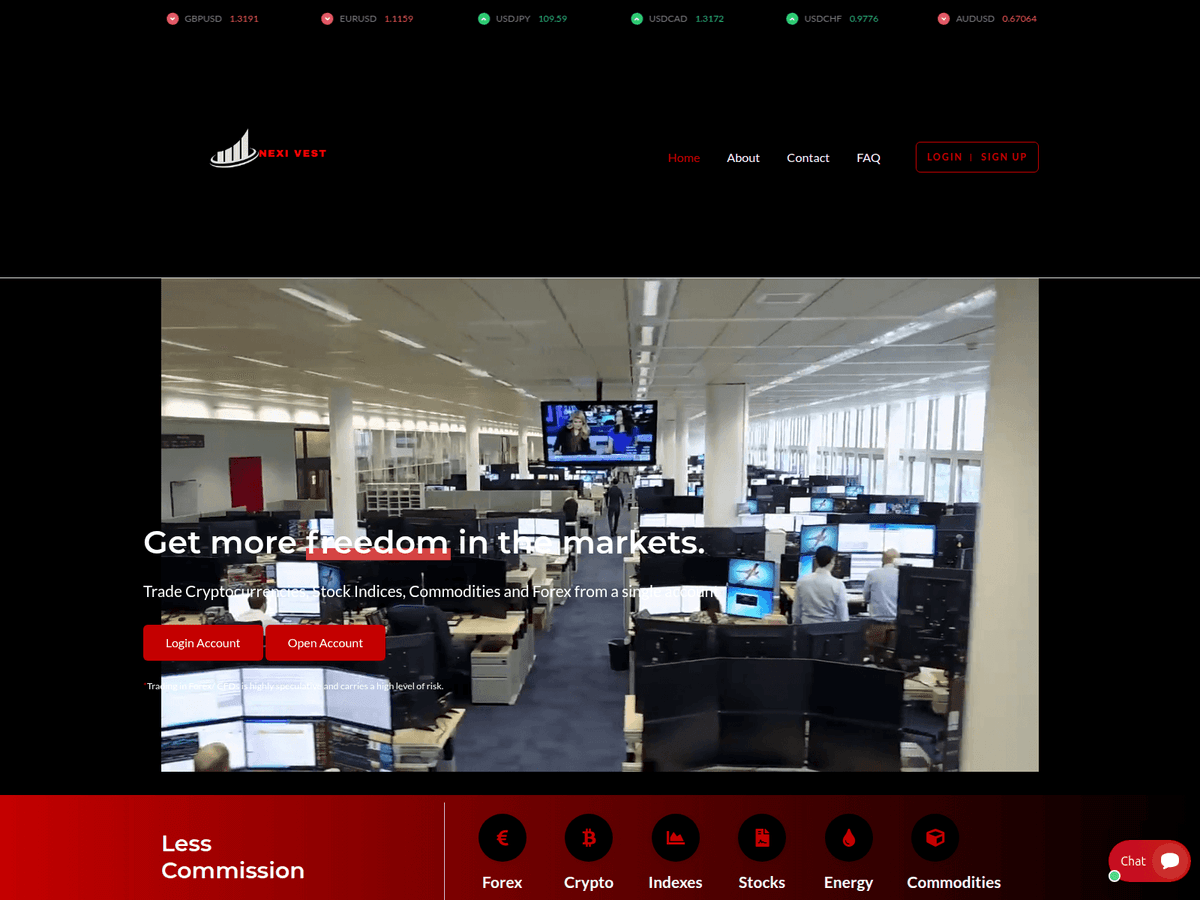 Screenshot der Webseite Nexivest (nexivest.live)