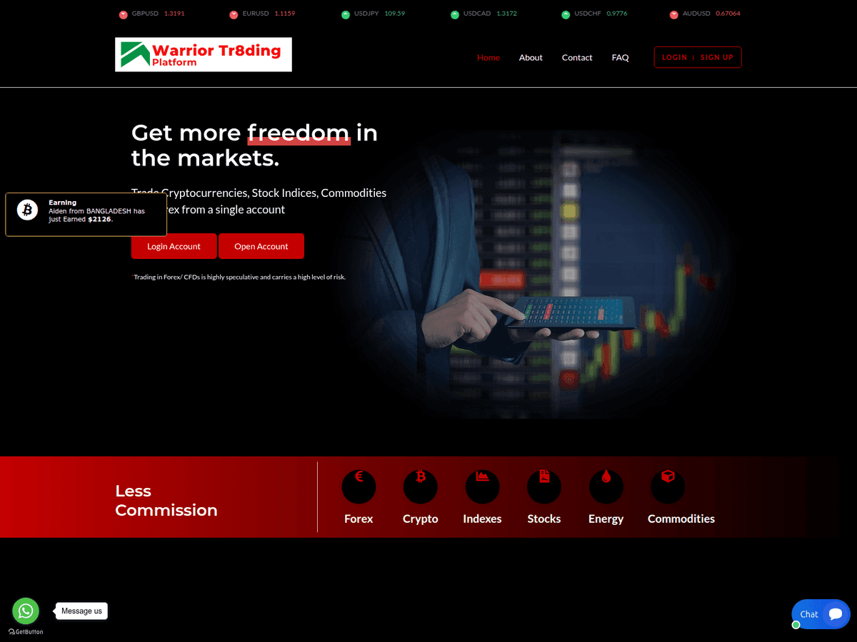 Screenshot der Webseite Triloforge (warriortr8dingplatform.com.triloforge.com)