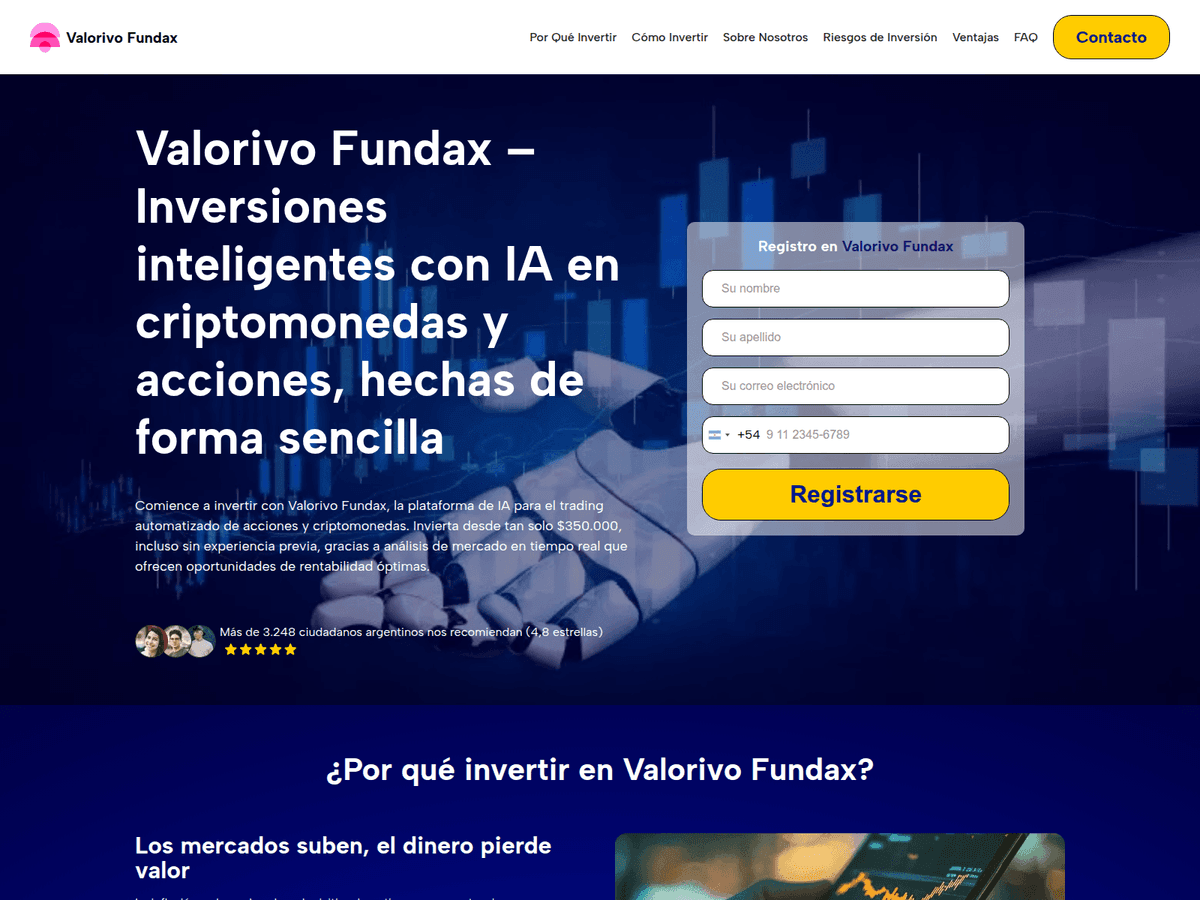 Screenshot der Webseite Valorivofundax (valorivofundax.com)
