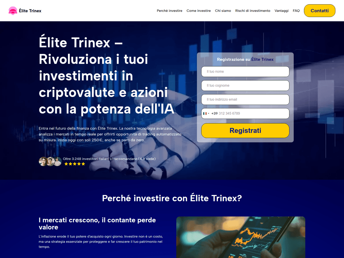 Screenshot der Webseite Elitetrinex It (elitetrinex-it.net)