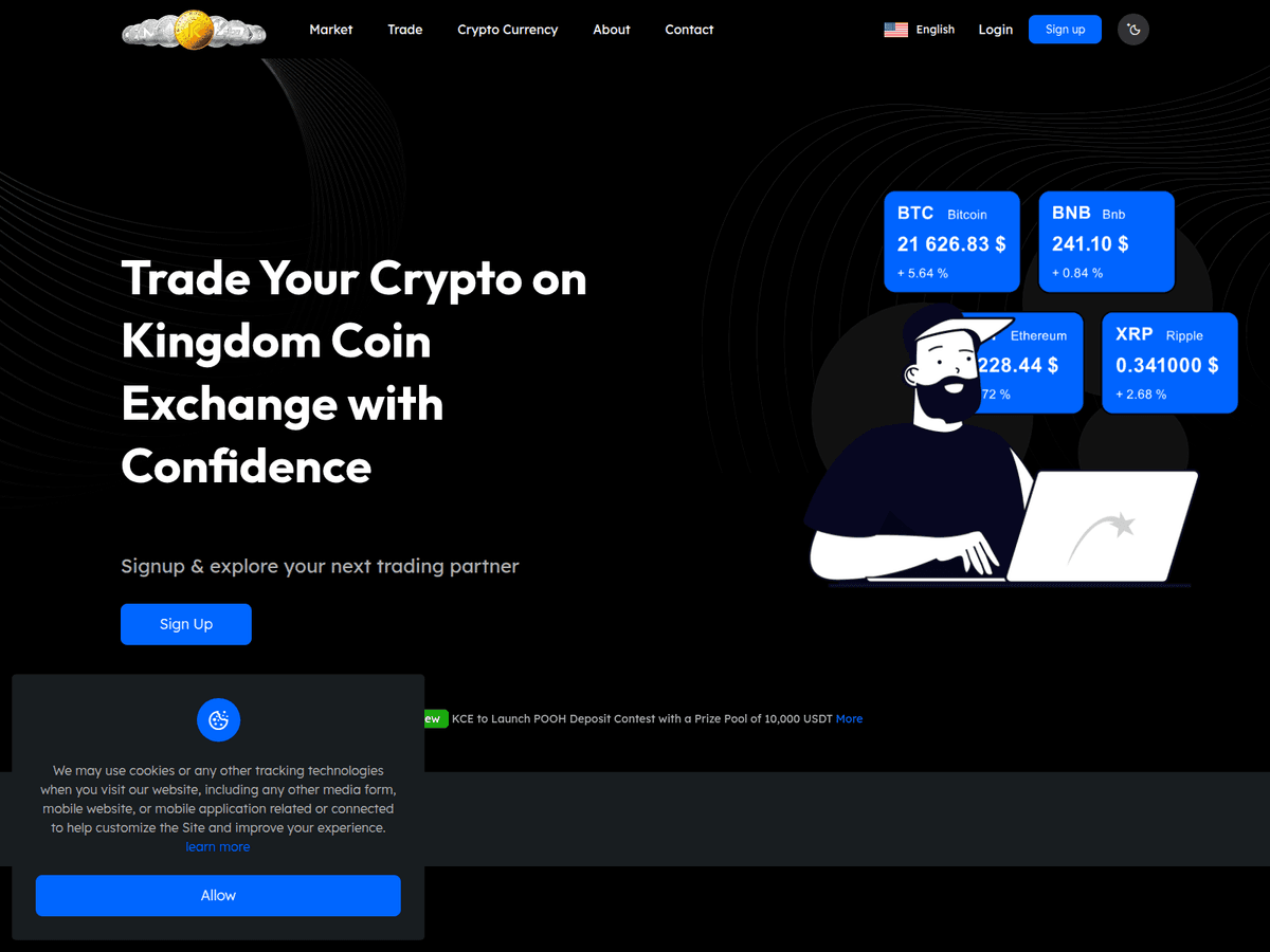 Screenshot der Webseite Kingdomcoinexchange (kingdomcoinexchange.com)