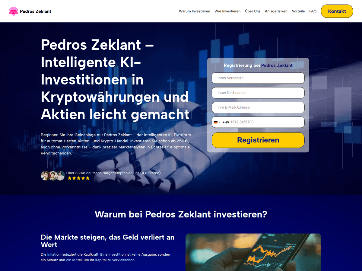 Screenshot der Webseite Pedroszeklant (pedroszeklant.de)