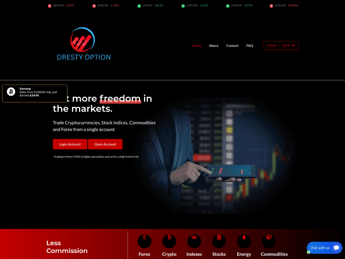 Screenshot der Webseite Drestyoption (drestyoption.live)