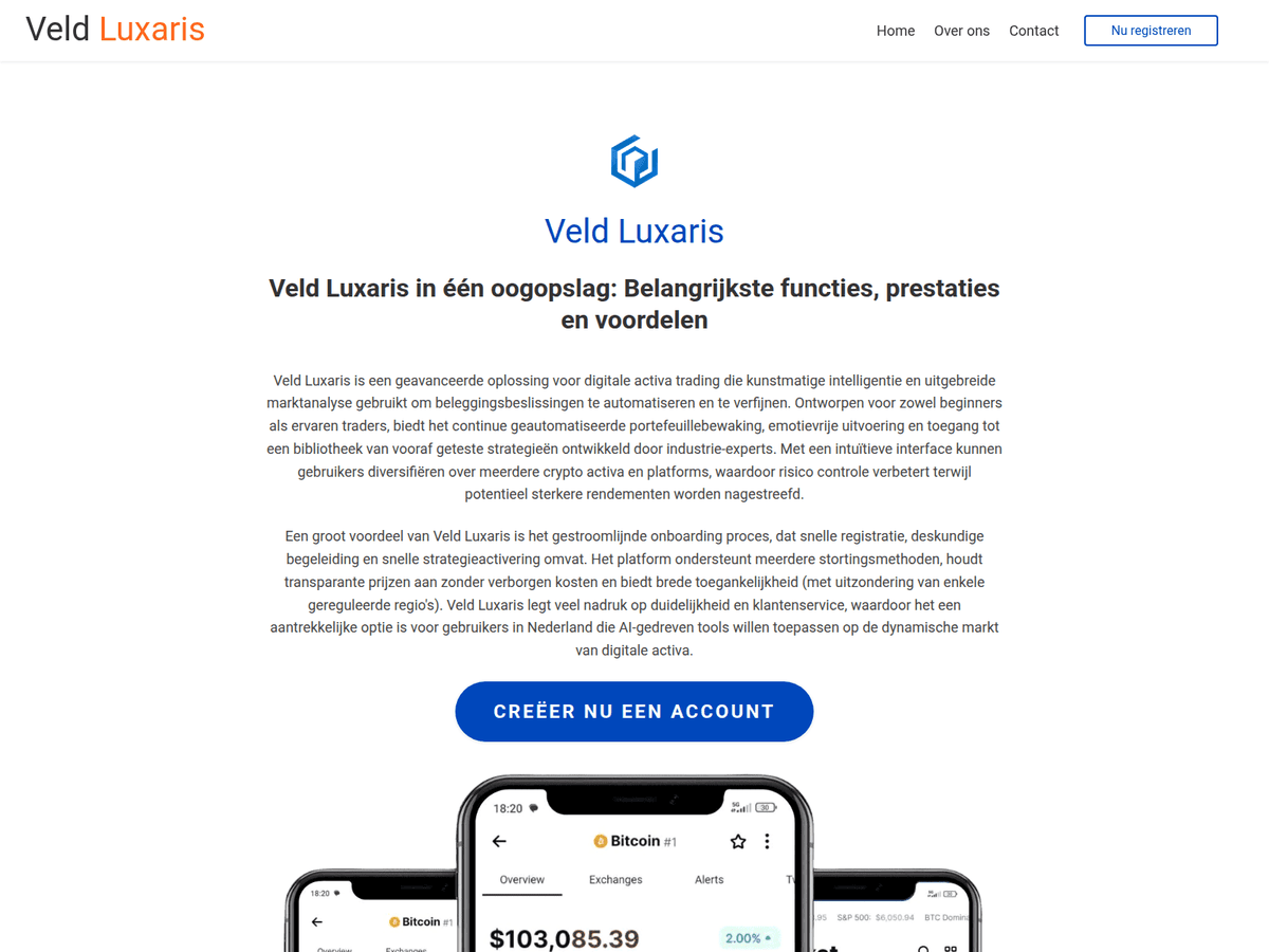 Screenshot der Webseite Veldluxaris Ai (veldluxaris-ai.net)