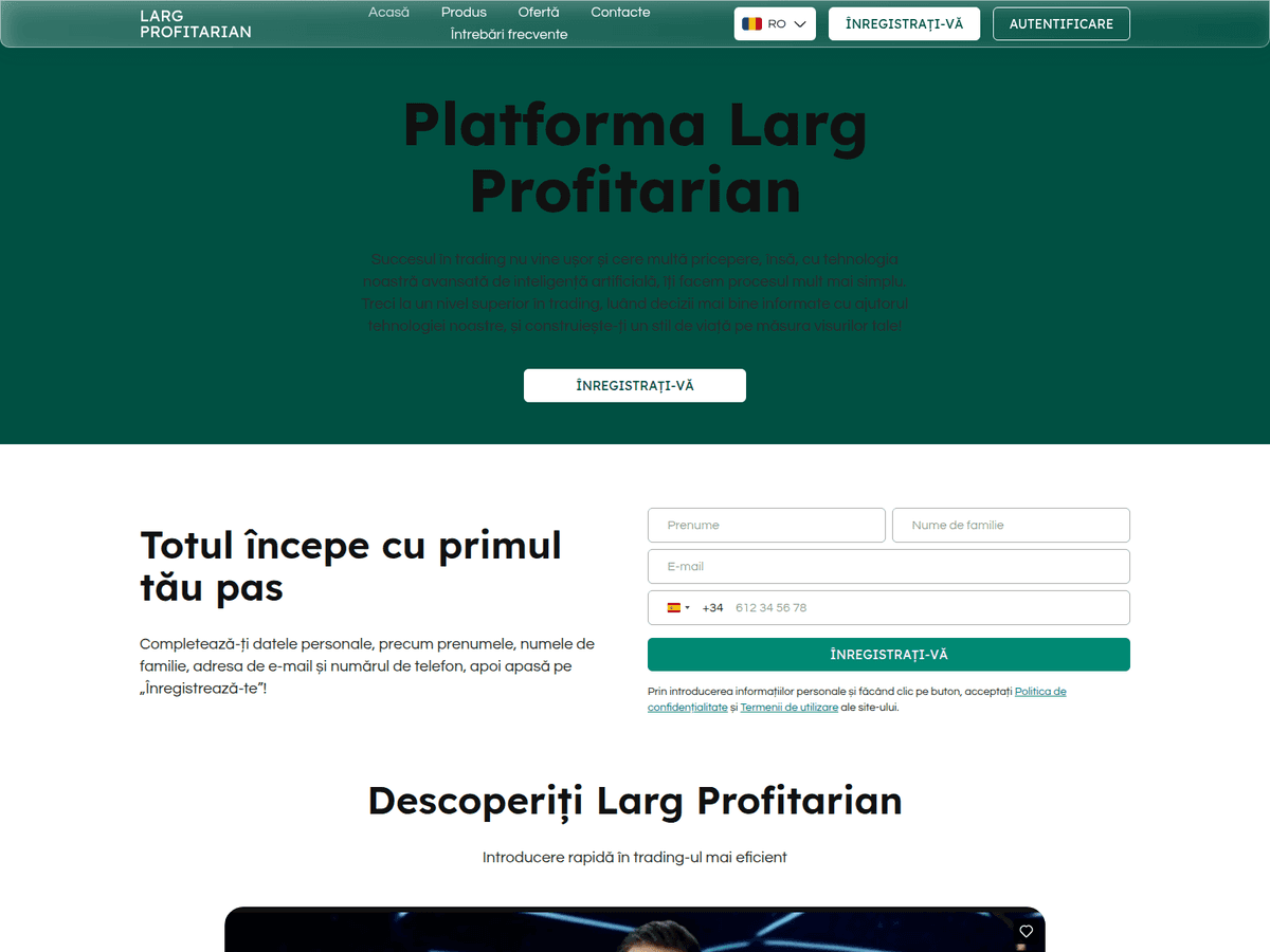 Screenshot der Webseite Larg Profitarian (larg-profitarian.com)