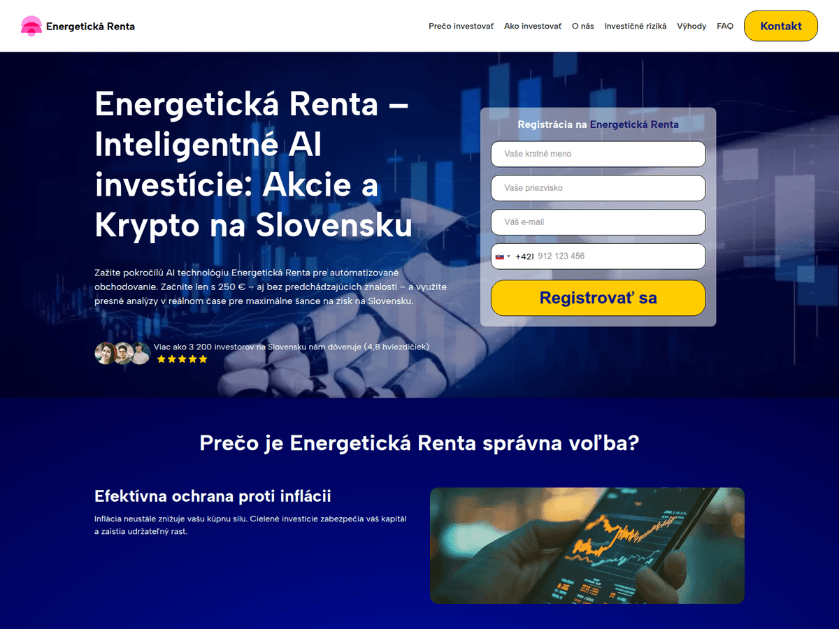 Screenshot der Webseite Energetickarenta (energetickarenta.com)