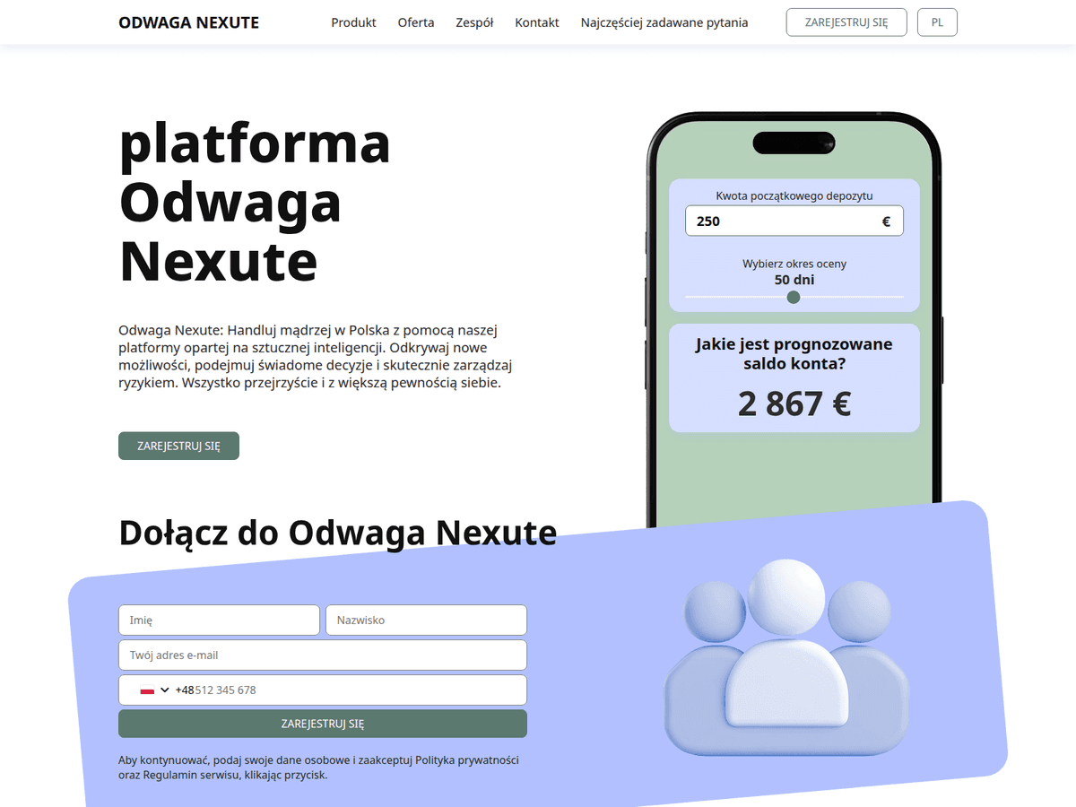 Screenshot der Webseite Odwaga Nexute (odwaga-nexute.com)