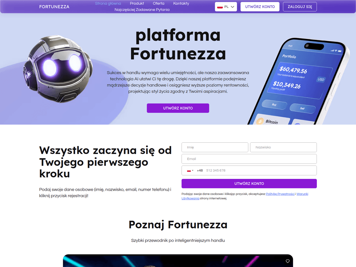 Screenshot der Webseite Fortunezza Pl (fortunezza-pl.com)
