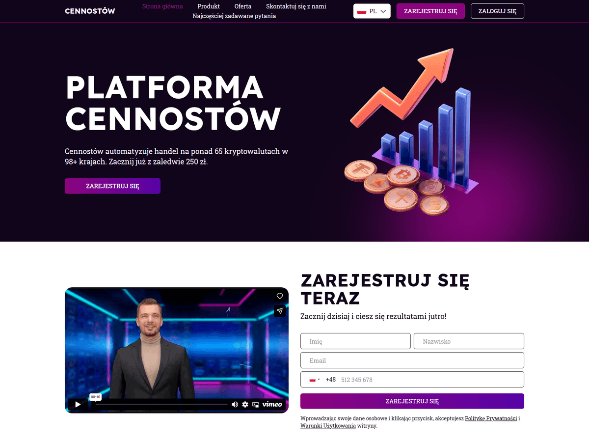 Screenshot der Webseite Cennostow (cennostow.com)