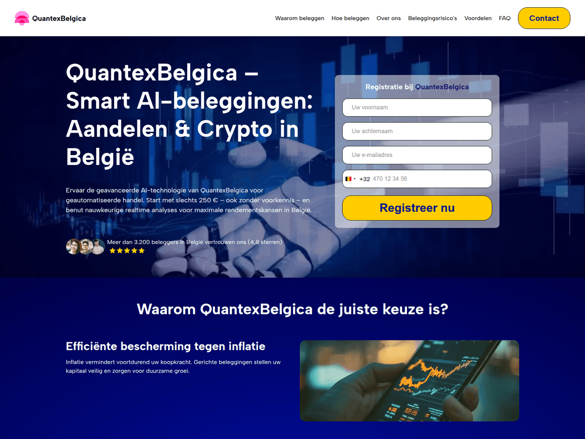 Screenshot der Webseite Quantexbelgica (quantexbelgica.com)