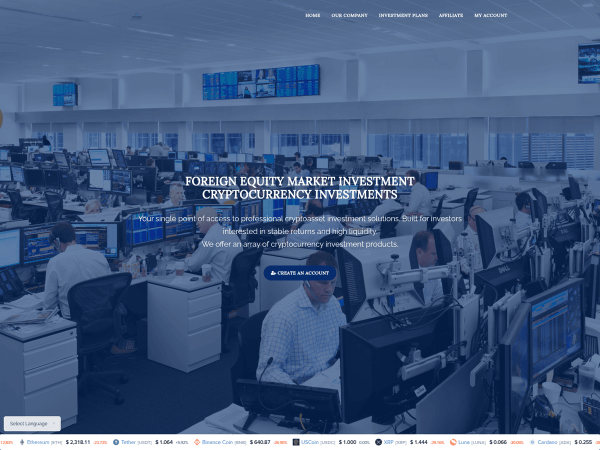 Screenshot der Webseite Valexassets (foreignequitymarkets.com.valexassets.com)