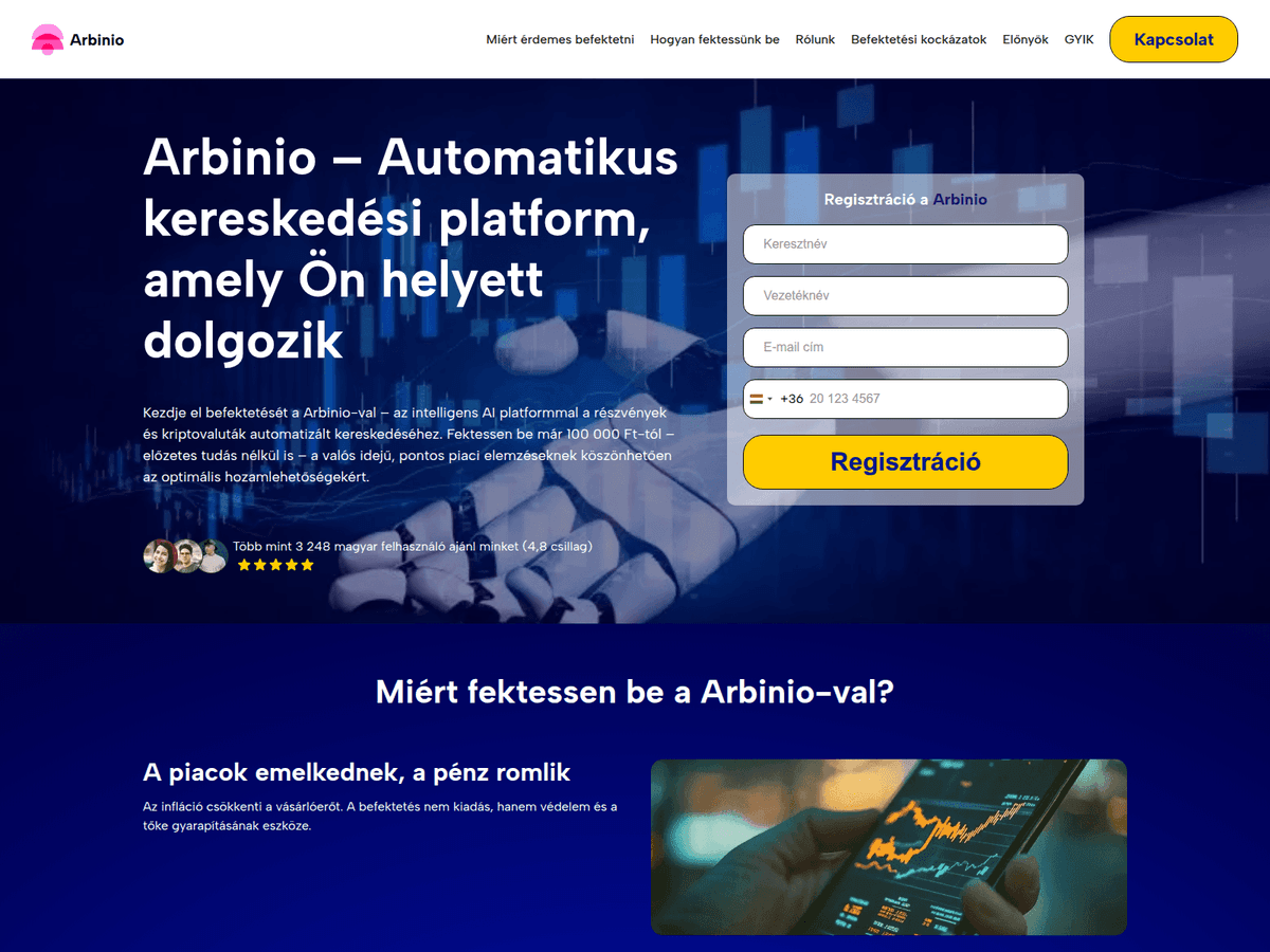 Screenshot der Webseite Arbinio Hu (arbinio-hu.com)