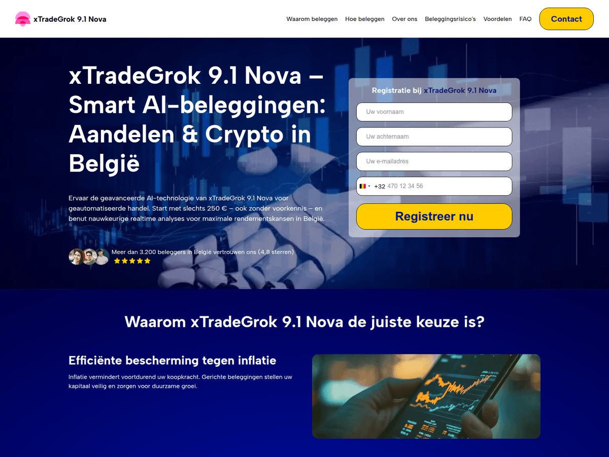 Screenshot der Webseite Xtradegrok91 Nova (xtradegrok91-nova.com)