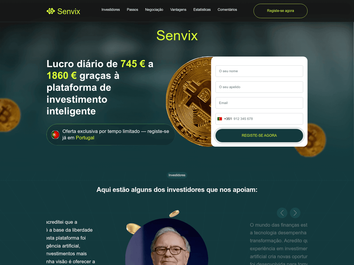 Screenshot der Webseite Senvix Oficial (senvix-oficial.com)