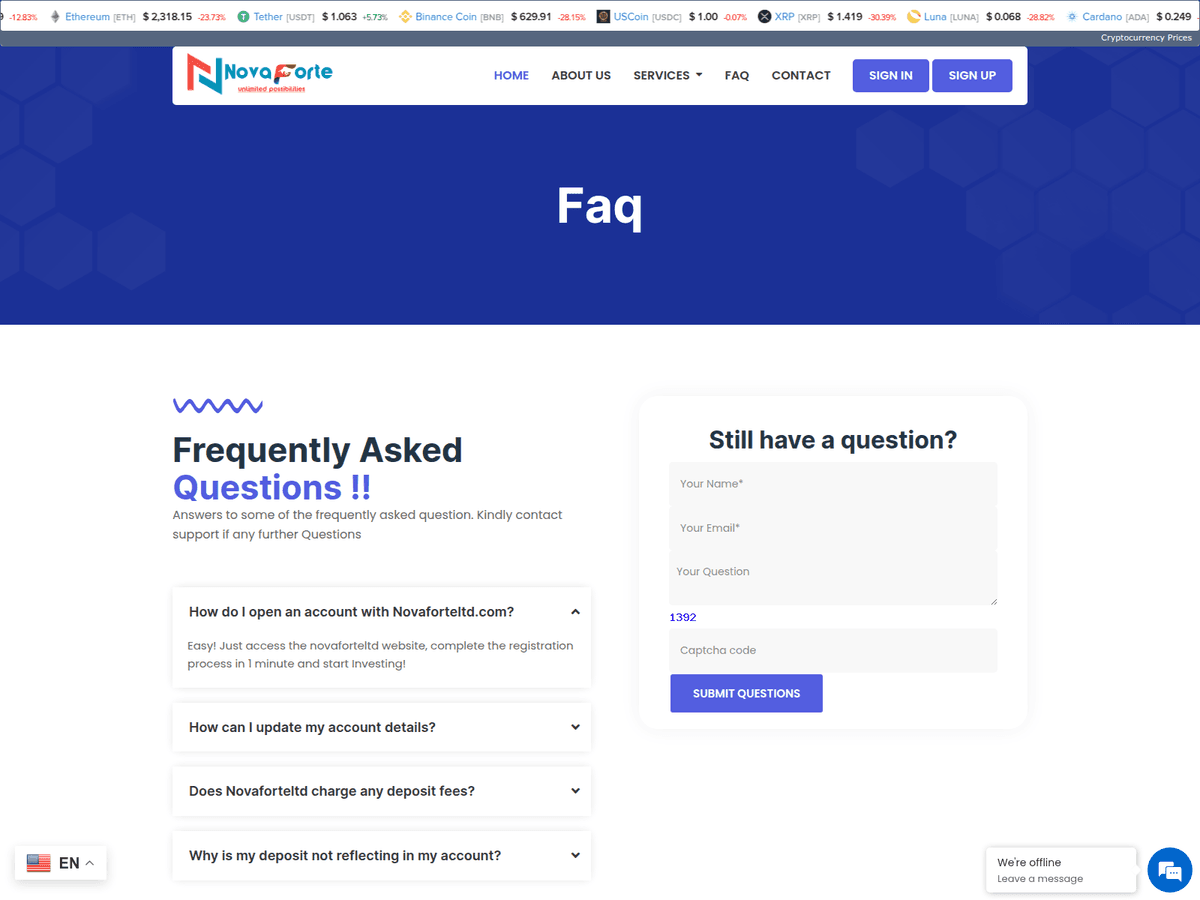 Screenshot der Webseite Novaforteltd (novaforteltd.com)