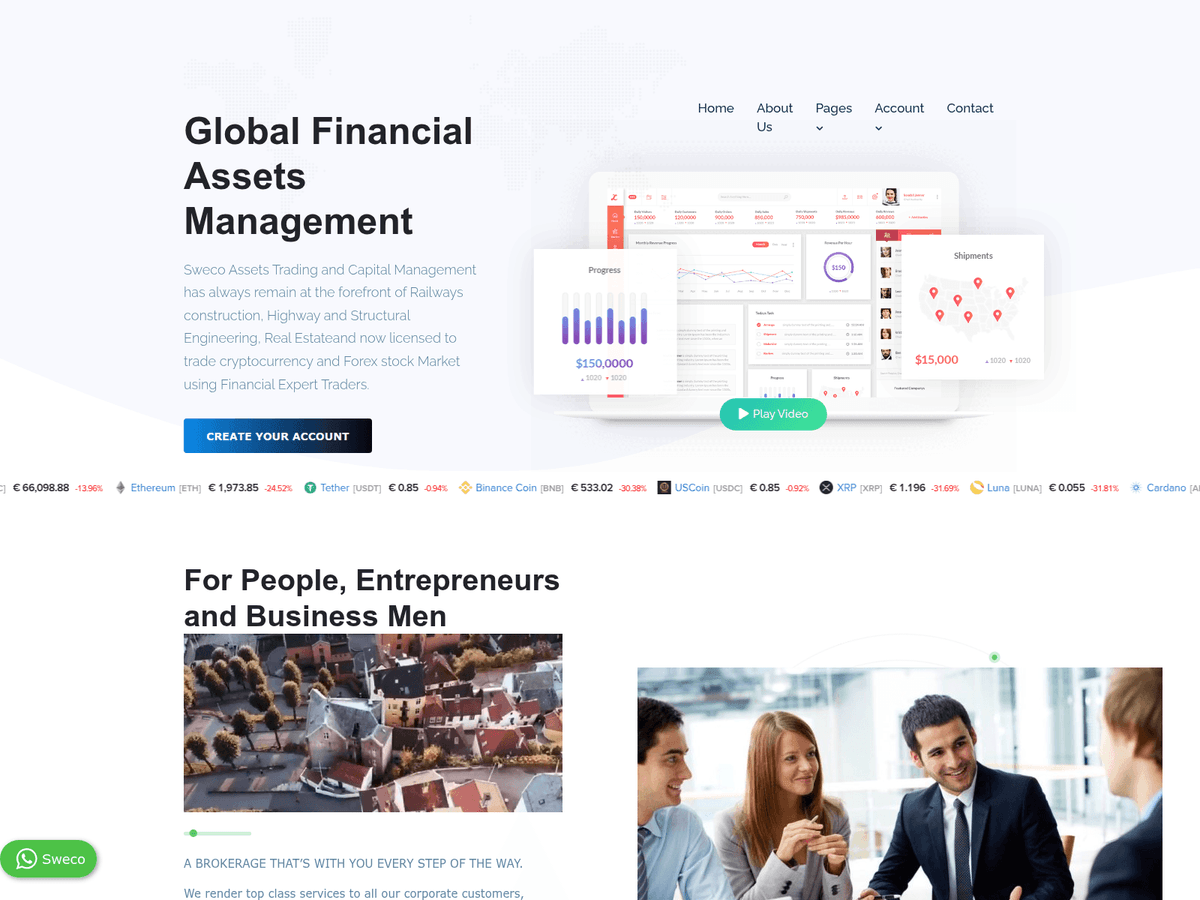Screenshot der Webseite Swecoasset Tradingltd (swecoasset-tradingltd.com)
