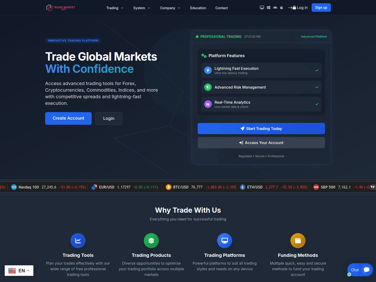 Screenshot der Webseite Trademarketcity (trademarketcity.com)