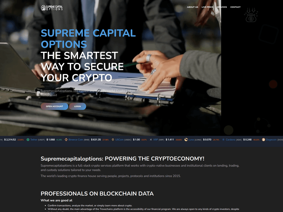 Screenshot der Webseite Trustnetfinancebank (supremecapitaloptions.live.trustnetfinancebank.info)