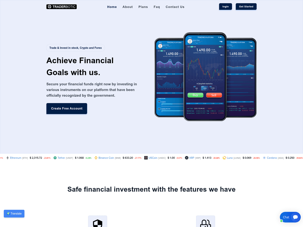 Screenshot der Webseite Traderboticpro (traderboticpro.com)