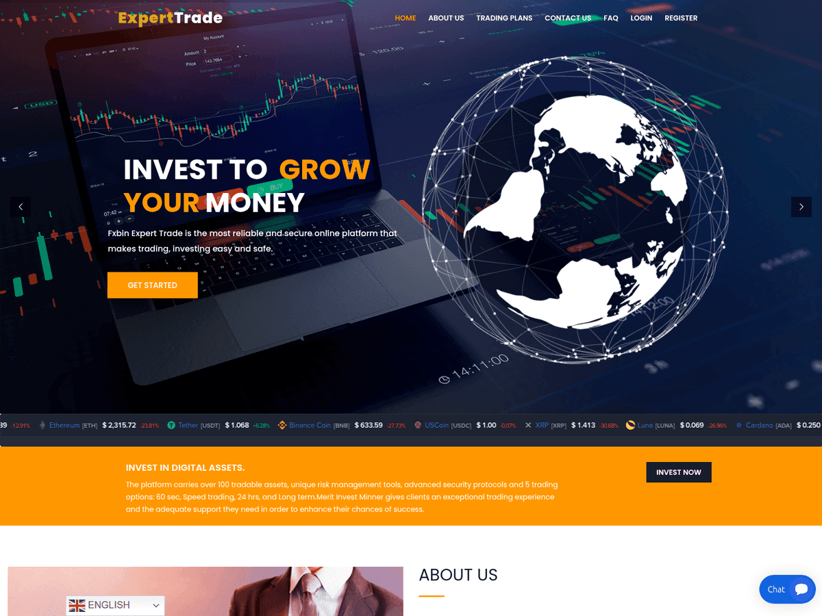 Screenshot der Webseite Fxbinexperttrade (fxbinexperttrade.com)