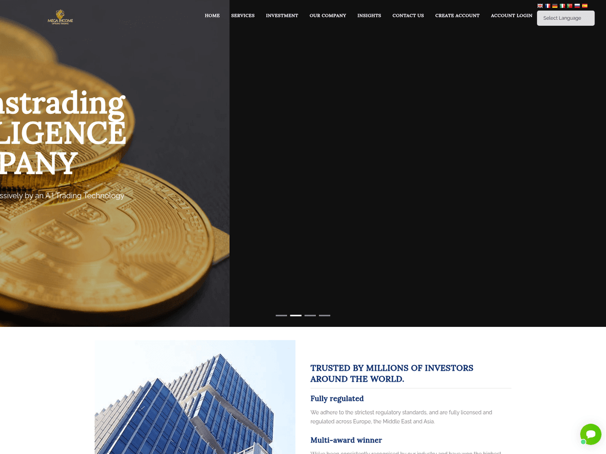 Screenshot der Webseite Megaincomeoptionstrading (megaincomeoptionstrading.com)