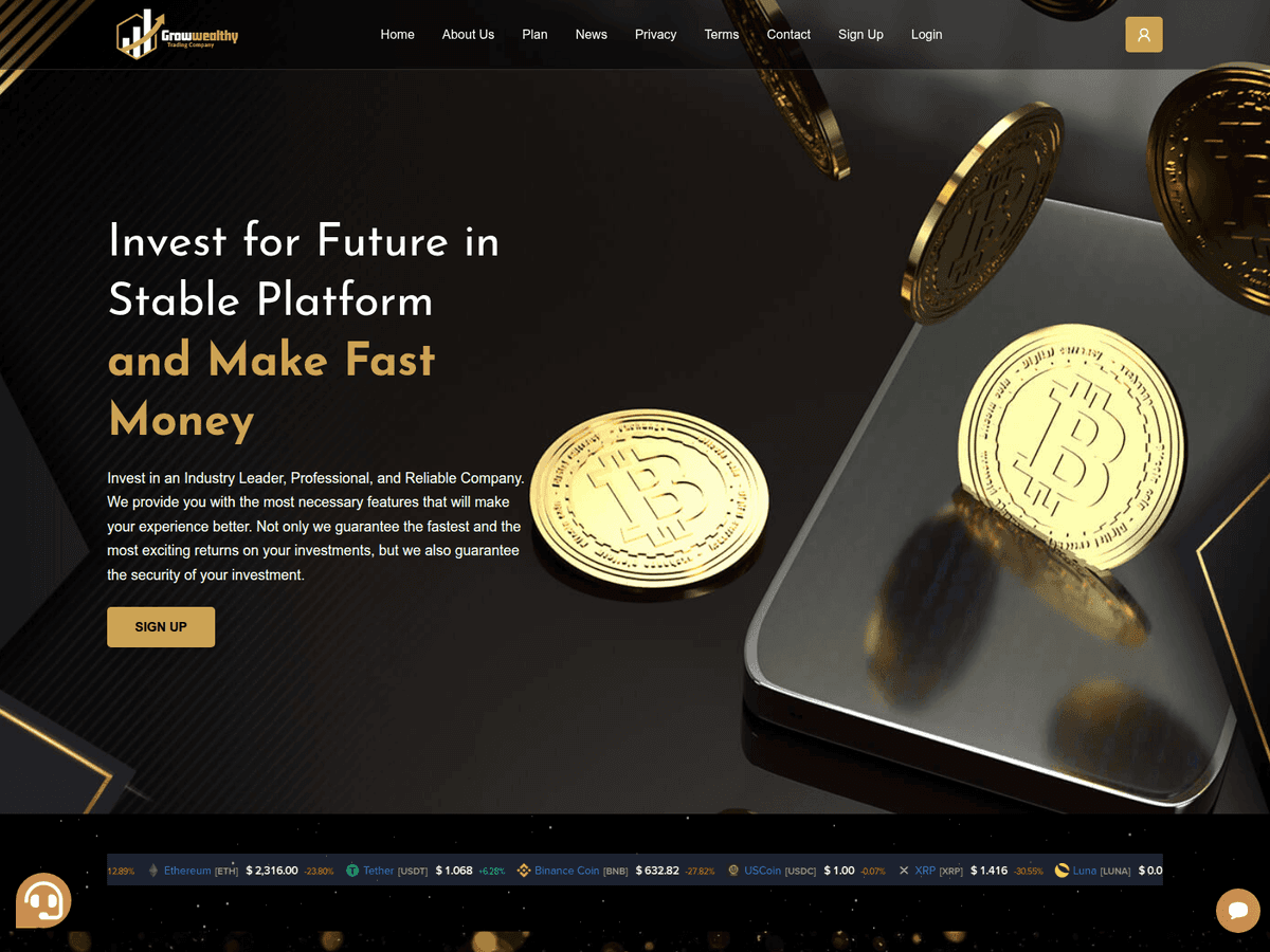Screenshot der Webseite Growwealthy (growwealthy.biz)