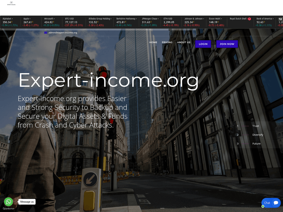 Screenshot der Webseite Expert Income (expert-income.org)