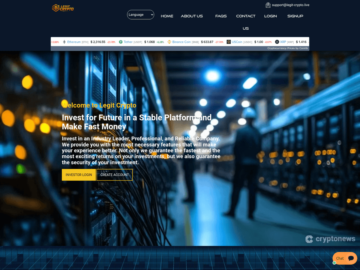 Screenshot der Webseite Legit Crypto (legit-crypto.live)