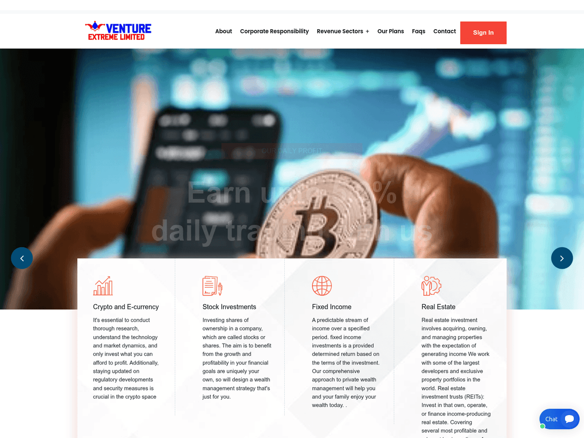 Screenshot der Webseite Venturextremelimited (venturextremelimited.com)