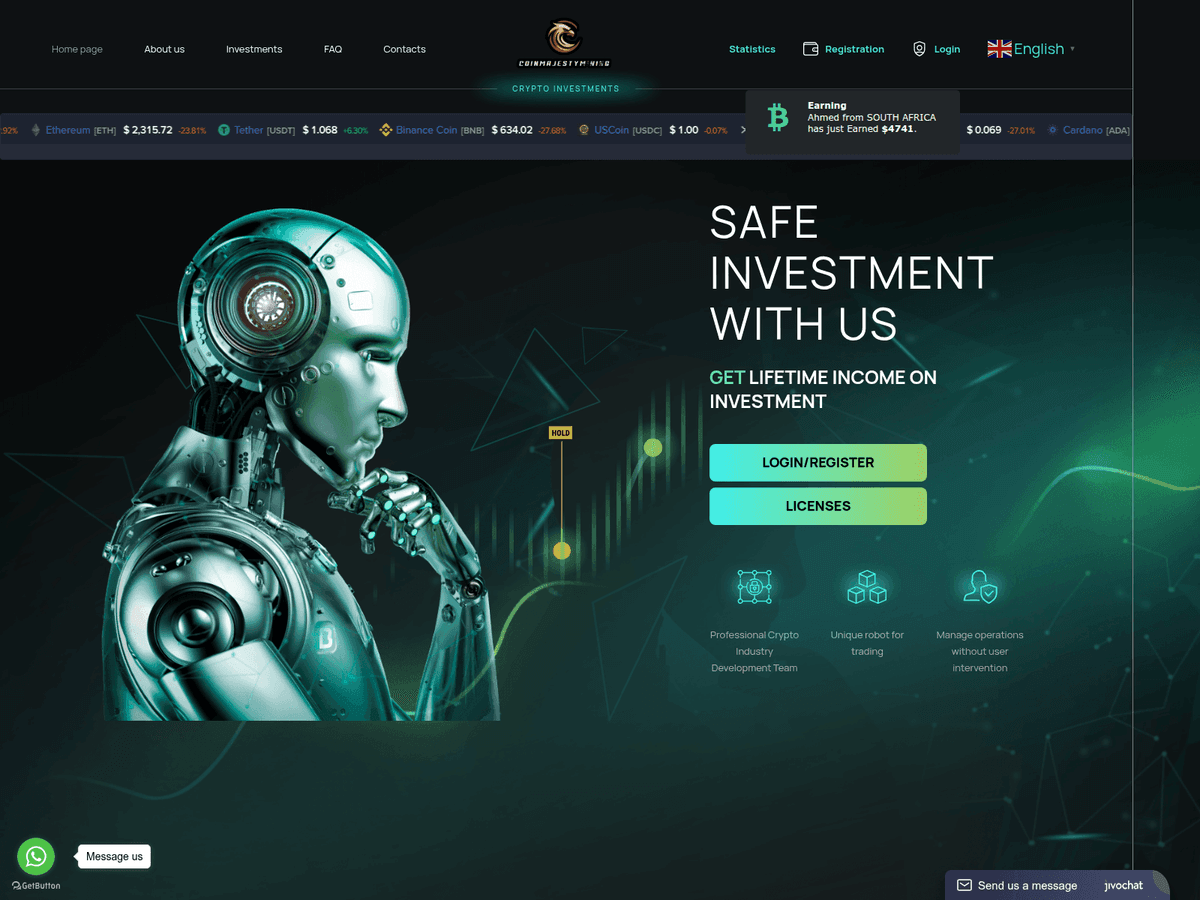 Screenshot der Webseite Coinmajesty Miningforum (coinmajesty-miningforum.live)