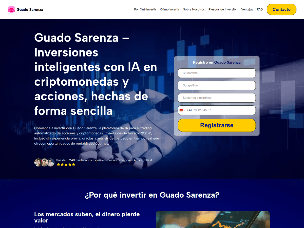 Screenshot der Webseite Guado Sarenzaia (guado-sarenzaia.com)