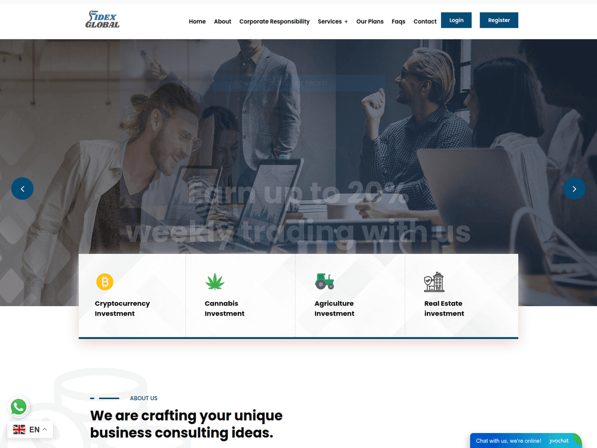 Screenshot der Webseite Fidex Global (fidex-global.ltd)