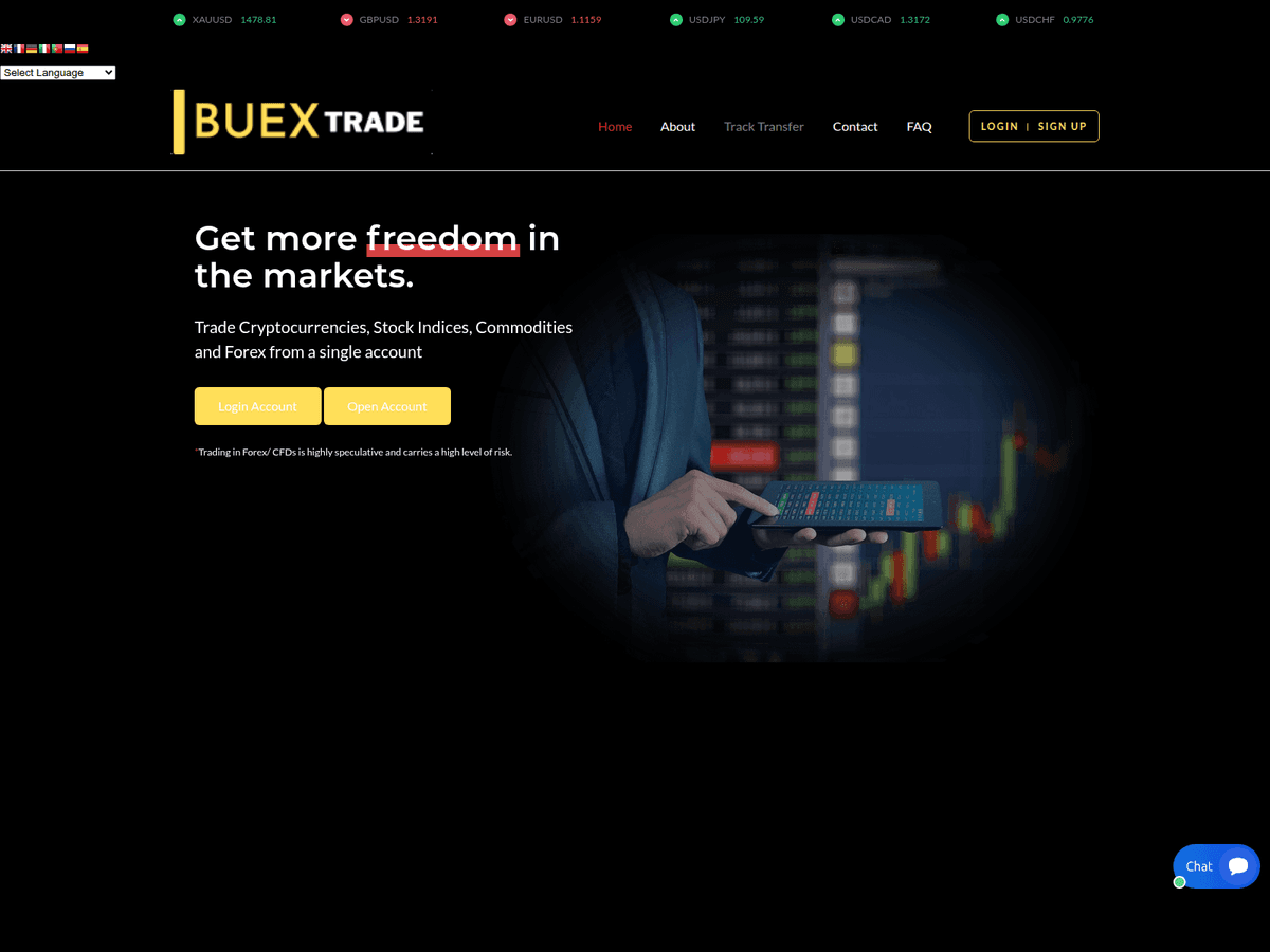 Screenshot der Webseite Buextrade (buextrade.live)