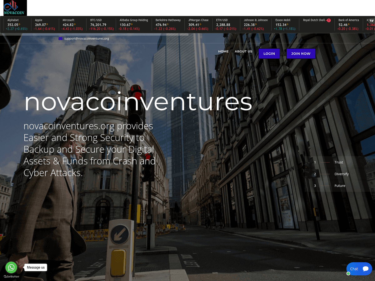 Screenshot der Webseite Novacoinventures (novacoinventures.org)