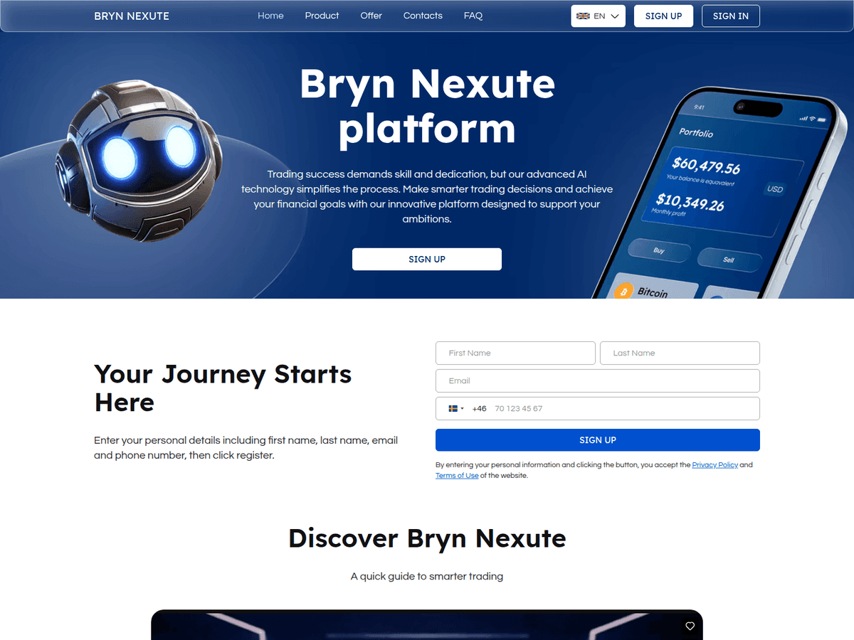 Screenshot der Webseite Bryn Nexute (bryn-nexute.com)