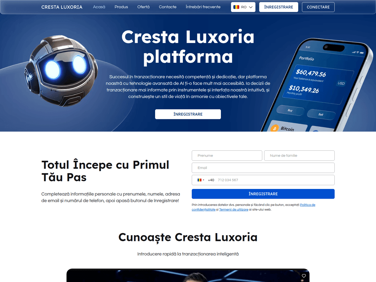Screenshot der Webseite Cresta Luxoria (cresta-luxoria.com)