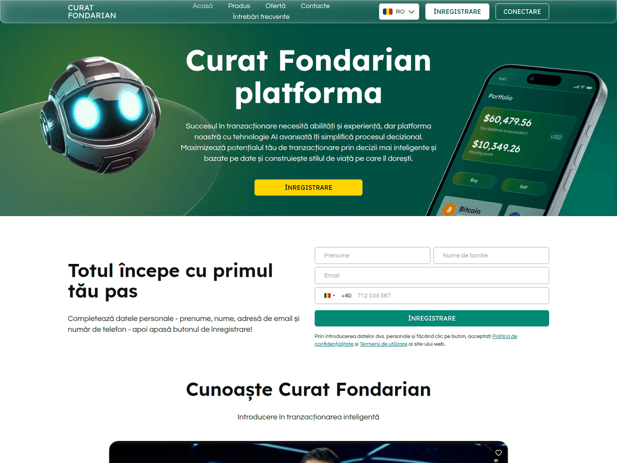 Screenshot der Webseite Curat Fondarian (curat-fondarian.com)