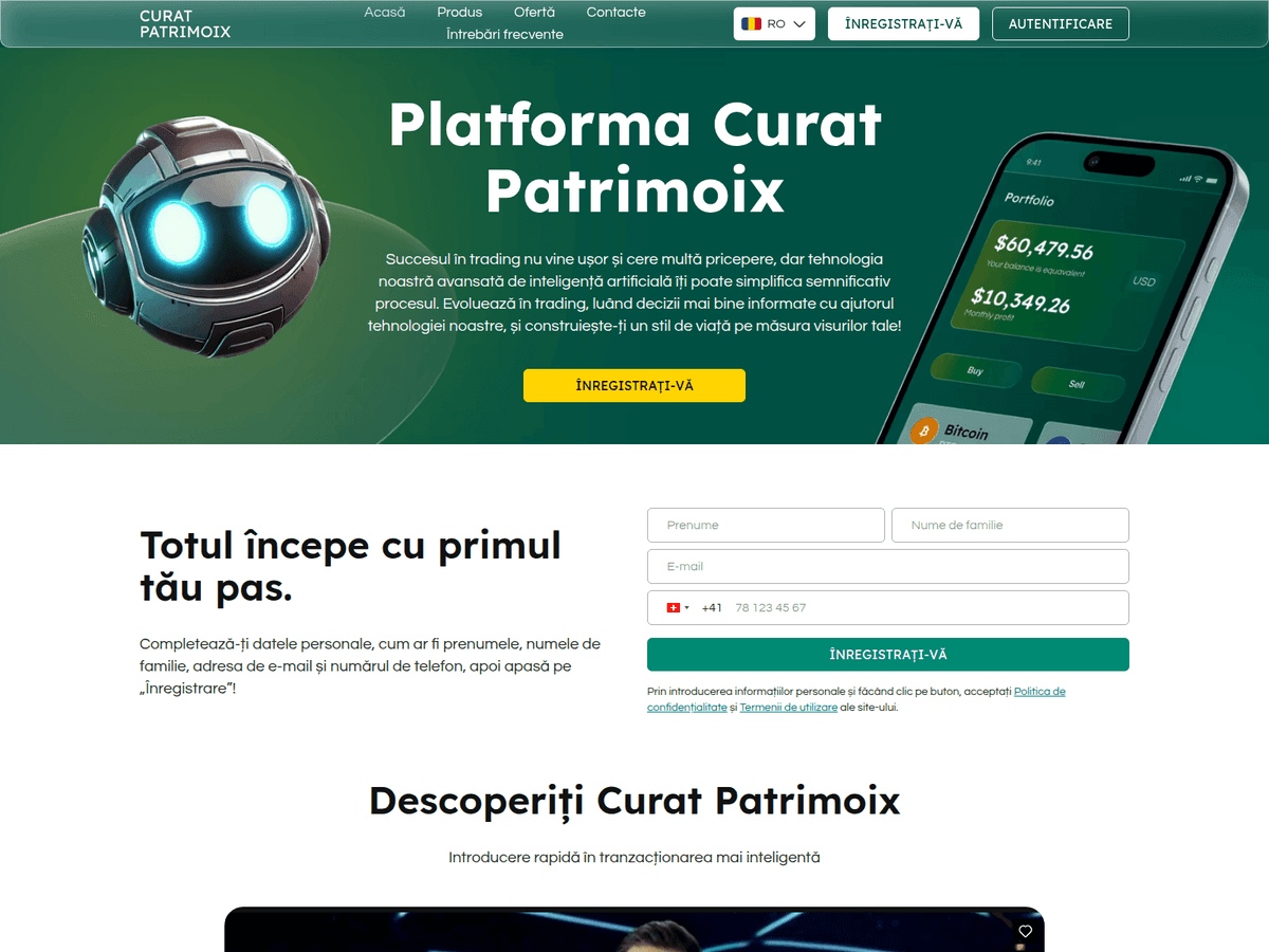 Screenshot der Webseite Curat Patrimoix (curat-patrimoix.com)