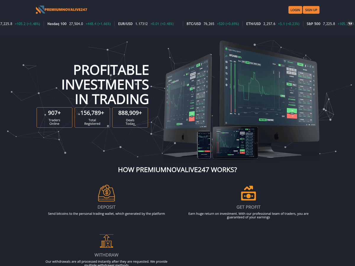 Screenshot der Webseite Winnersprime247 (premiumnovalive247.com.winnersprime247.com)