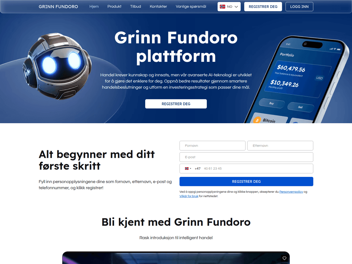 Screenshot der Webseite Grinn Fundoro (grinn-fundoro.com)