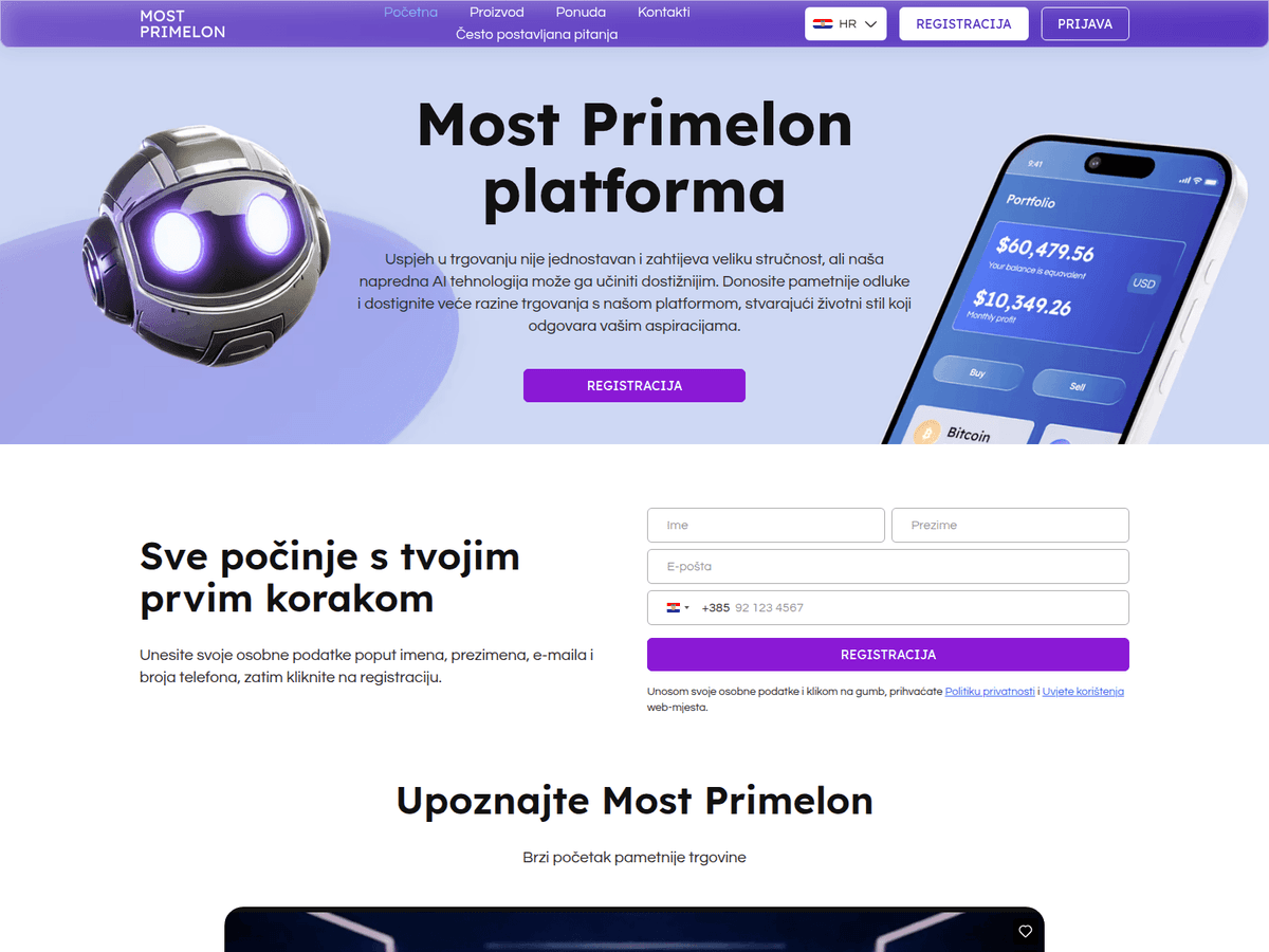 Screenshot der Webseite Most Primelon (most-primelon.com)